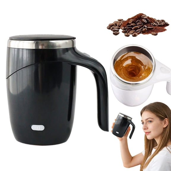 Basdi Rechargeable Automatic Stirring Mug - 380Ml Rotating Mixing Cup with Led Display, Leak-Proof Lid & Travel-Friendly for Coffee, Tea & Hot Beverages On-The-Go, Battery Mixing Cup