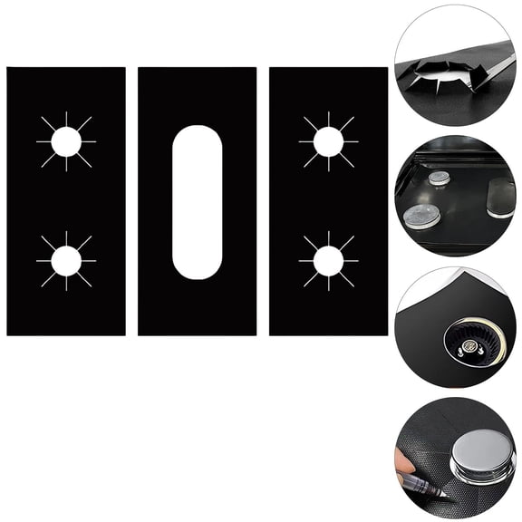 Basdi Reusable Non-Stick Stove Burner Liners - Heat-Resistant Fireproof Mats for Gas Stove - Oil & Stain Guard Protector for Kitchen Range - Easy-Clean Cooktop Accessories, Cooktop Protectors, Black