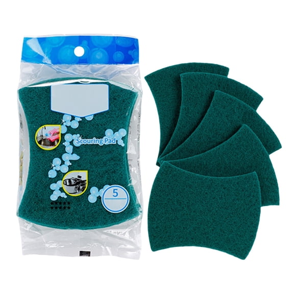 Basdi Scour Pads Scouring Pads Scouring Pads Brillo Pad 5 Pack Curved Scouring Household Cleaning Scrub Sheets Multi Purpose Cleaner for Kitchen Cookware Stovetop Stain Tidying