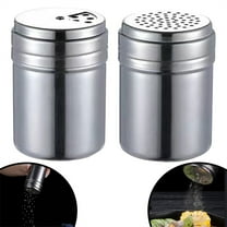 Basdi Stainless Spice Shakers, 2-Pc Stainless Steel Seasoning Shakers - Sugar & Pepper Dispensers, Bbq Kitchen Cooking Cans, Outdoor Grill Spice Containers, Bbq Seasoning Jars, A