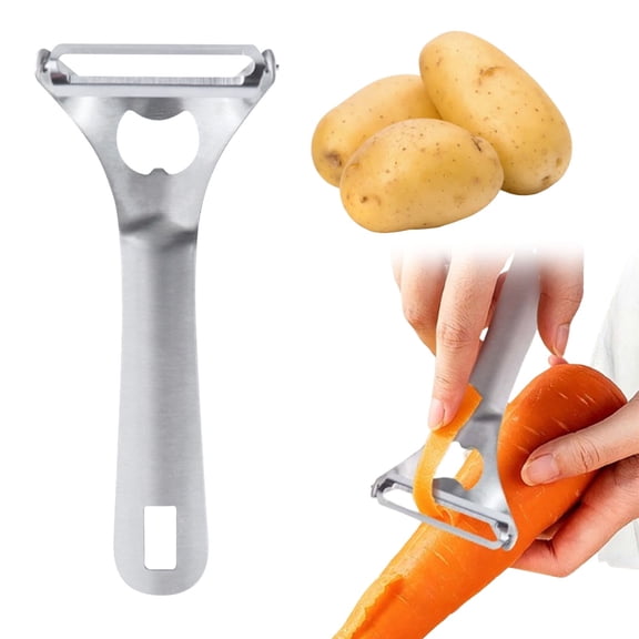 Basdi Stainless Steel Vegetable Peeler - Ergonomic Handheld Scraper for Carrots, Cucumbers & Apples - Essential Kitchen Tool for Home Chefs - Rust-Proof, Dishwasher Safe, Silver