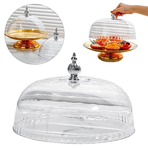 Basdi Versatile Glass Cake Cover Dome - Clear Display Cloche, Lightweight, Shatter-Resistant - Serving Dish Cover for Cakes, Pastries & Snacks - Perfect for Kitchen, Camping, Weddings & Home Use