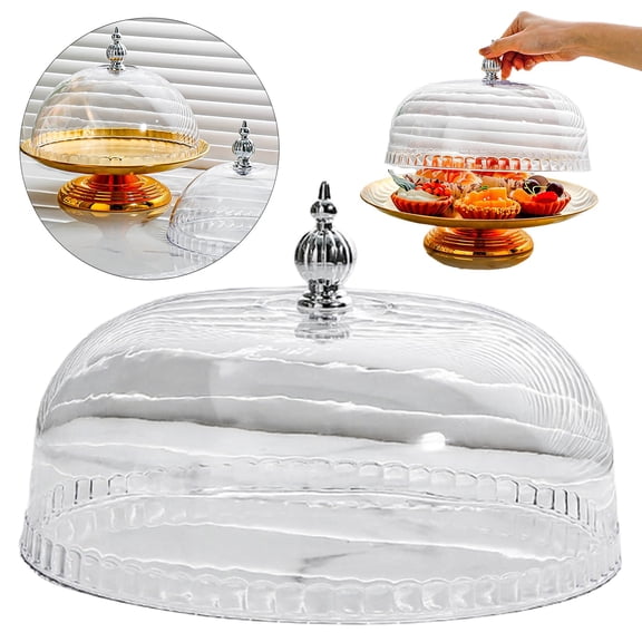 Basdi Versatile Glass Cake Cover Dome - Clear Display Cloche, Lightweight, Shatter-Resistant - Serving Dish Cover for Cakes, Pastries & Snacks - Perfect for Kitchen, Camping, Weddings & Home Use