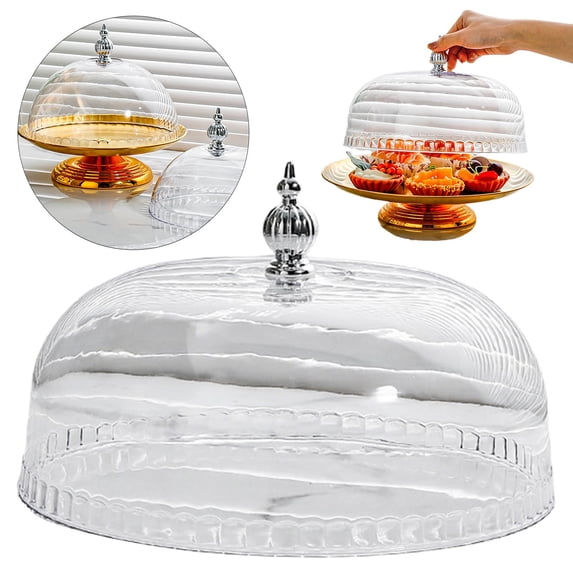 Basdi Versatile Glass Cake Cover Dome - Clear Display Cloche, Lightweight, Shatter-Resistant - Serving Dish Cover for Cakes, Pastries & Snacks - Perfect for Kitchen, Camping, Weddings & Home Use
