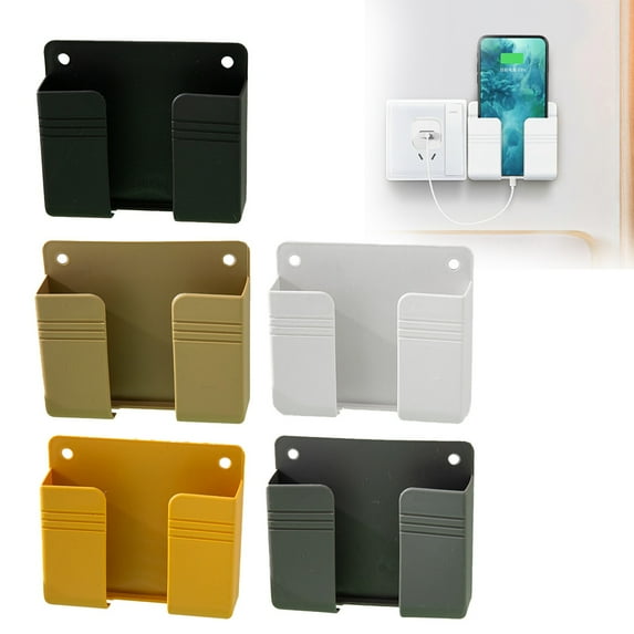 Basdi Wall Phone Holder, No-Drill Wall Mount Phone Holder with Charging - Self-Adhesive Shower & Rv Mount, Universal Stand, Hands-Free Viewing & Charging Solution, Charging Phone Stand, Black