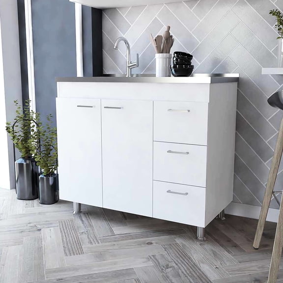 Base Cabinet, For Kitchen, Double Door And Three Drawer Mesmerizing Detail Element