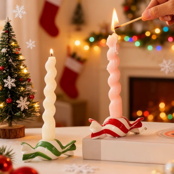 Base of Christmas Decorative Candles, Christmas Candle Holder for Tabletop Display and Holiday Decor, Festive Candle Base for Mantel Or Centerpiece, Sturdy Stand for Pillar Candles During Akmoler