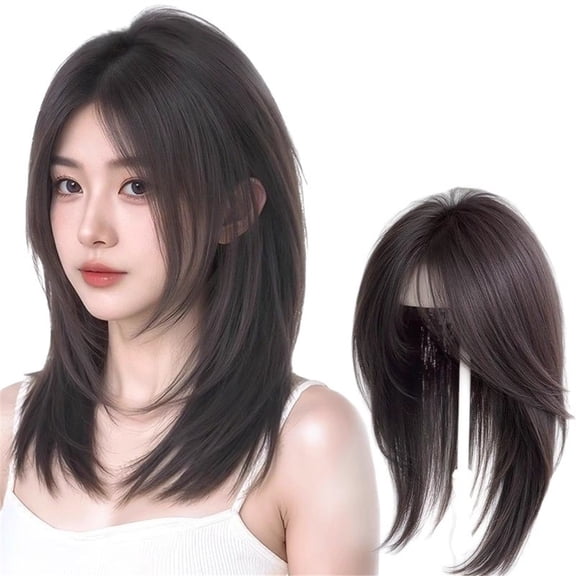 Base Human Hair Toppers Invisible Middle Part Natural Hairpiece, Wiglet Replacement for Women Hair Loss (40cm,natural color)