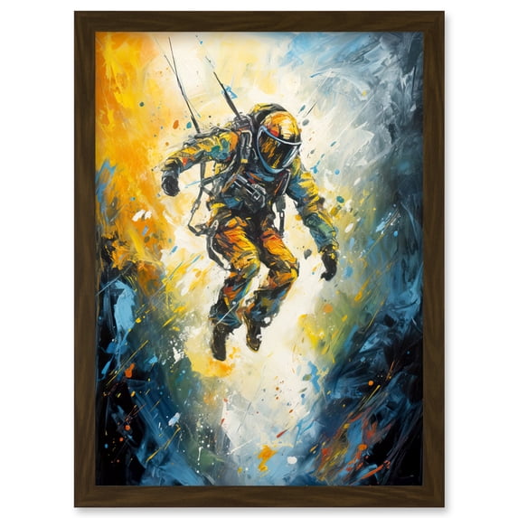 Base Jumping Between Cliffs Sunrise Action Shot Artwork Framed Wall Art Print A4