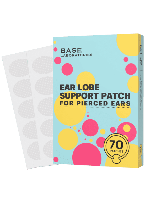 Ear Lobe Support Patches, Clear Adhesive Support for Heavy Earrings & Pierced Ears, Latex-Free, 70 Count