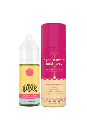 Piercing Aftercare Kit with Hypochlorous Acid Spray & Botanical Oil for Daily Piercing Care, 2-Piece Set