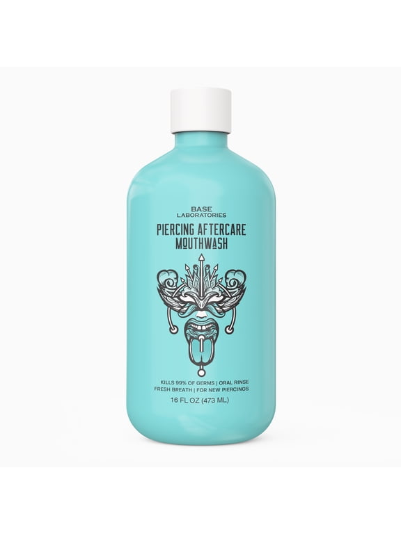 Piercing Aftercare Mouthwash, Alcohol-Free Oral Rinse for Tongue, Lip & Oral Piercings, Mint & Cantaloupe Flavor, 16 fl oz