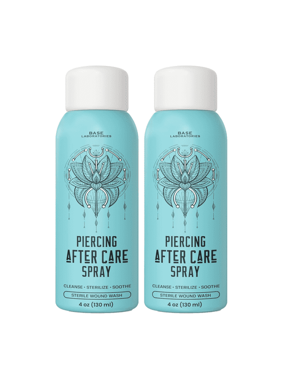 Piercing Aftercare Spray, Saline Piercing Cleaner for Ear, Nose & Body Piercings, Unscented, 4 fl oz Bottles, 2 Pack