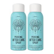 Base Laboratories Piercing Aftercare Spray, Saline Piercing Cleaner for Ear, Nose & Body Piercings, Unscented, 4 fl oz Bottles, 2 Pack