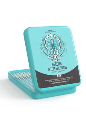 Piercing Aftercare Gel Swabs, Saline Piercing Cleaner for Ear, Nose & Body Piercings, Aloe Vera & Tea Tree Oil, 36 Count
