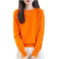 thumbnail image 1 of Base Layer Tops For Women Knitted Crew Neck Long Sleeve Ribbed Pullover Casual Loose Fall Winter Trendy Blouse (L, Orange-A), 1 of 4