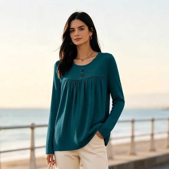 Base Layer Tops for Women Long Sleeve Crew Neck Fall Winter Undershirt Casual Base Layer Top S