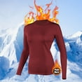 thumbnail image 1 of Base Layer for Women Long Sleeve Crewneck Solid Color Thermal Tops for Cold Weather Wine 2XL, 1 of 3