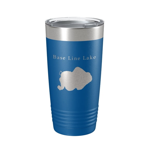 Base Line Lake Map Tumbler Travel Mug Insulated Laser Engraved Coffee Cup Huron River Chain of Lakes Michigan 20 oz Royal Blue