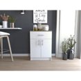 thumbnail image 1 of Base Pantry Cabinet - White/ Oak. One Drawer, Two Inner Shelves. 23.6"w X 15.9"d. Stores Pots, Pans, Kitchenware. Made Of Particle Board. Multicolor Oak Cabinet. Accommodates Kitchen Essentials., 1 of 2