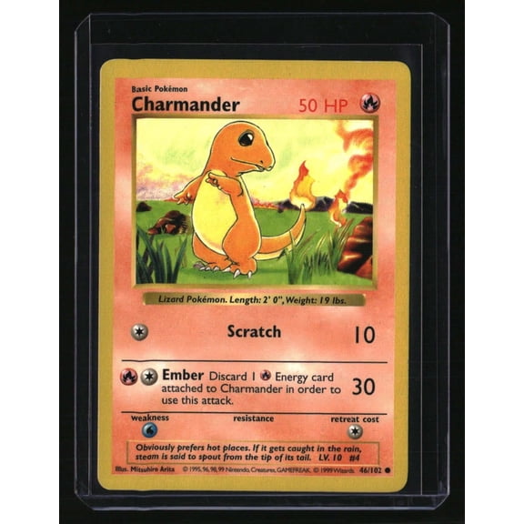 Base Set Shadowless Charmander #046/102 Lightly Played Pokemon Card