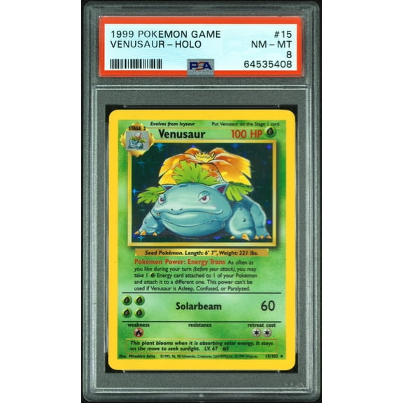 Base Set Venusaur Holo Rare PSA 8 #15