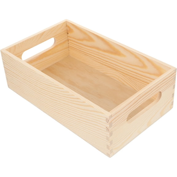 Phenofice Wooden Crate Organizer Box Wood Tool Box Natural Wood 1Set