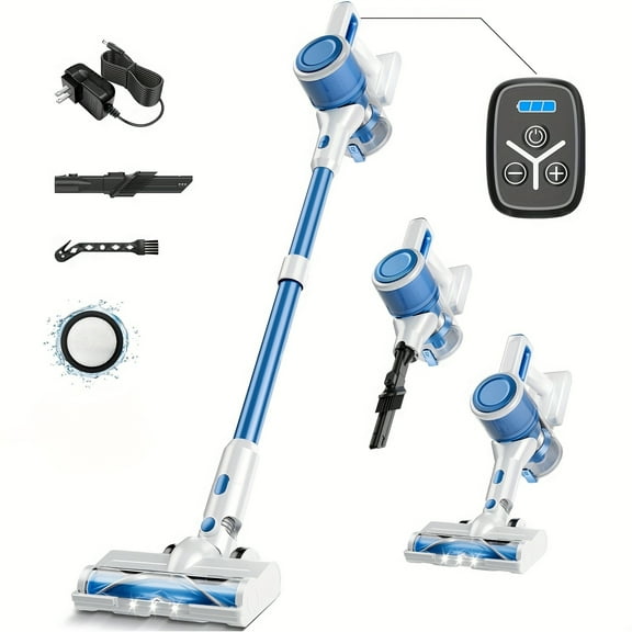 Cordless Vacuum Cleaner, 46KPA Max Suction, 45-Min Runtime, for Hardwood Floors & Pet Hair, Removable Battery