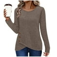 thumbnail image 1 of Base Sweaters Womens Long Sleeve Ribbed Knit Tunic Tops Shirts with Side Buttons Split Hem Crew Neck Fall Clothes (XL, Brown), 1 of 7