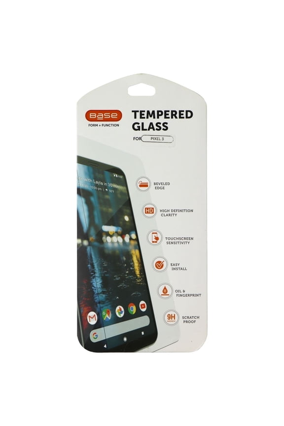 Base Tempered Glass Screen Protector for Google Pixel 3 Smartphones - Clear