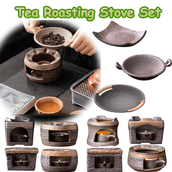 Base Only Traditional Tea Roasting Stove Set with Heating, Premium Tea Warmer with Tea Tiles, Essential Tea Ceremony Accessories for Enhancing Aroma, Perfect for Home Tea Time Enthusiasts, AKLJWH