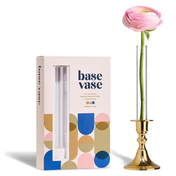 Base Vase 3-Pack - The Bud Vase That Fits in Taper Candle Holders | Create Floral Arrangements for Tablescapes, Centerpieces, Weddings and Home Decor
