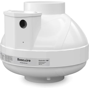BaseAire 4 Inch 237 CFM Radon Mitigation Fan, Quiet Energy Efficient Radon System, RadonEx 15F Crawlspace or Slab Application, Waterproof Exhaust Fan for Indoor Outdoor Ventilation, 1500 Square Feet