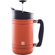 BaseCamp Coffee Press - Double Wall Insulated Stainless Steel - Bru-Stop Technology, No Grounds in Coffee, No Spill Lid Red Rock, 32 fl.oz