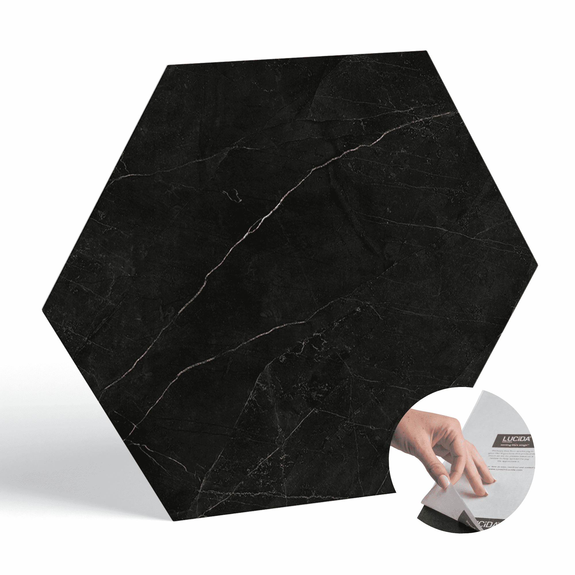 BaseCore HEX Black Marble 12 MIL x 5.75 in. W Waterproof Peel and Stick Vinyl Plank Sample