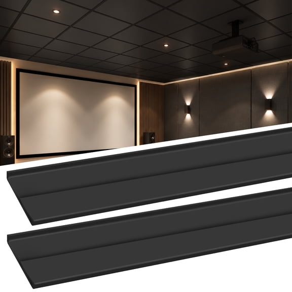 BaseNoir 20 PCS Snap‑On T‑Bar Black Ceiling Grid Main Cover Plastic Snap‑on Covers Hide Rust & Scuffs on Old T‑Bar Simple DIY Renovation for 2x2ft & 2x4ft Basement Drop Ceiling