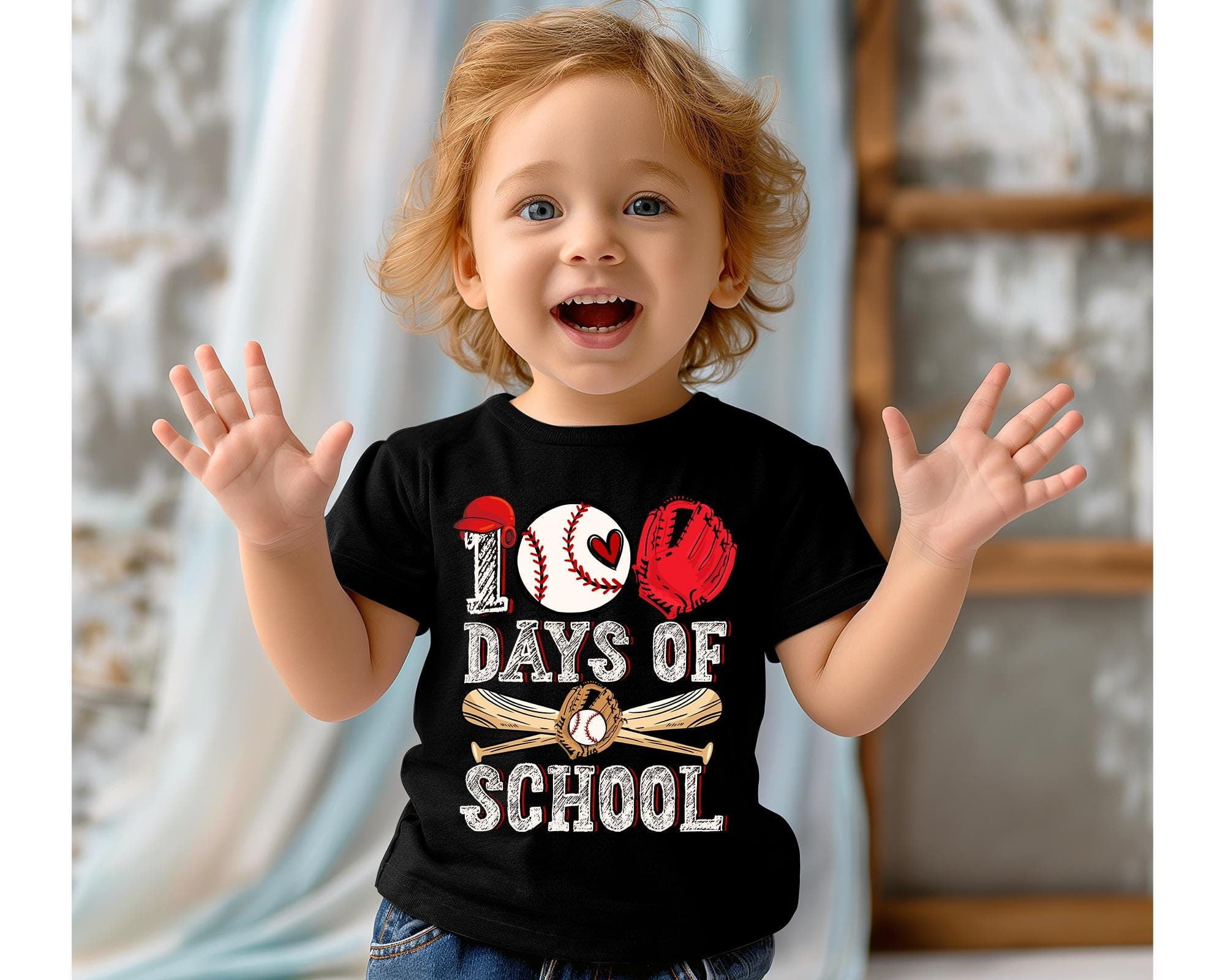 Baseball 100 Days Of School Shirt, Boys 100Th Day School Shirt, Toddler