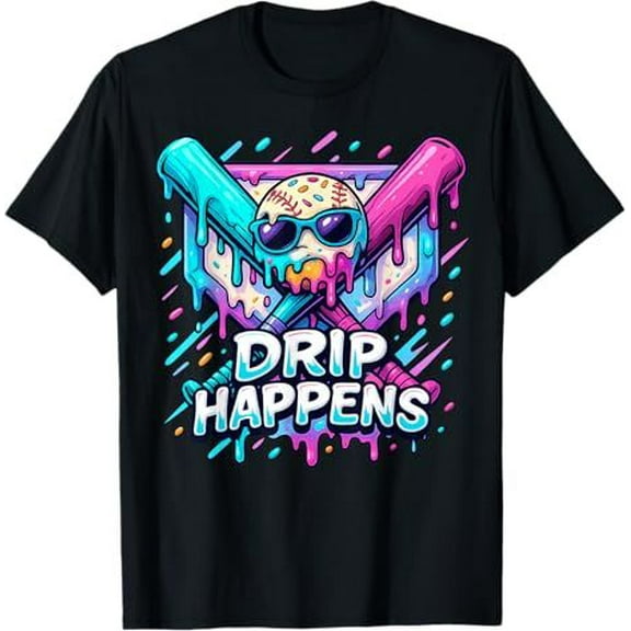 Baseball 101 apparel youth Baseball Drip IceCream T-Shirt , Sizes S-5XL