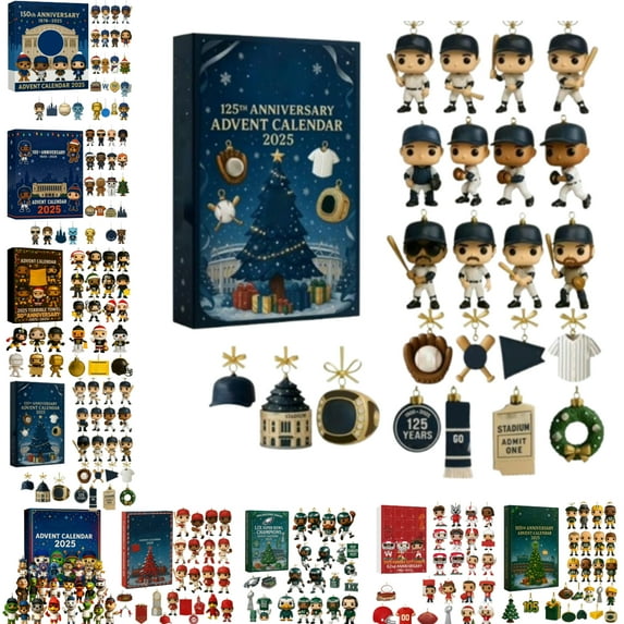 Baseball 125th Anniversary Advent Calendar 2025 · 24 Day Countdown with Mini Collectible Player Figures, Stadium & Trophy Keepsakes, Holiday Gift for Fans and Collectors