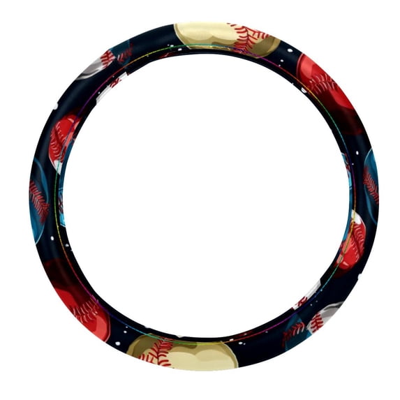 Baseball 14.5 Inch Printing PVC Leather Car Wheel Covers Steering Wheel Cover Auto Accessories
