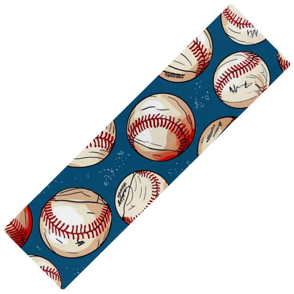 Baseball 15.7"x59" Rectangular Kitchen Runner Rug - Washable, , Absorbent Rubber Mat