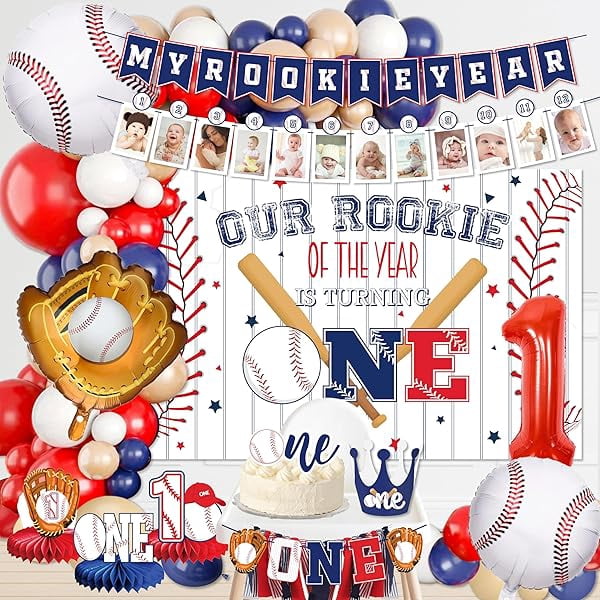 Baseball Party Decorations ONE Letter Sign Rookie Of The Year 1st Birthday My Rookie Year