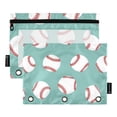 thumbnail image 1 of Baseball 2 Pack Pencil Pouch for 3 Ring Binder Smooth Zipper Folders with Pockets Clear Window Pencil Case, 1 of 6