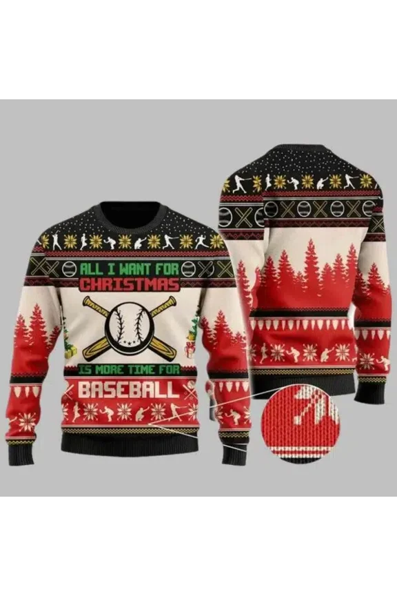 Baseball 3D Christmas Sweater