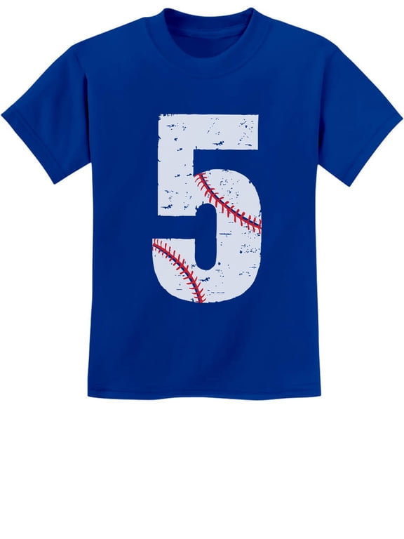Baseball 5th Birthday Gift for Five Year old Youth Kids T-Shirt Small Blue