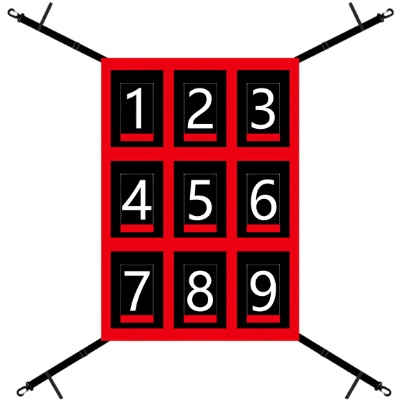 Baseball 9-Grid Hitting Target, Adjustable Strike Zone Training Aid, Softball Pitching Net with Waterproof Design, Precise Accuracy Practice Sandbag, 19.29 x 27.56 in / 49 x 70 cm, Red and Black