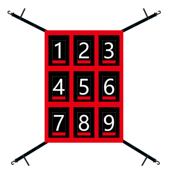 Baseball 9-Grid Hitting Target, Adjustable Strike Zone Training Aid, Softball Pitching Net with Waterproof Design, Precise Accuracy Practice Sandbag, 19.29 x 27.56 in / 49 x 70 cm, Red and Black
