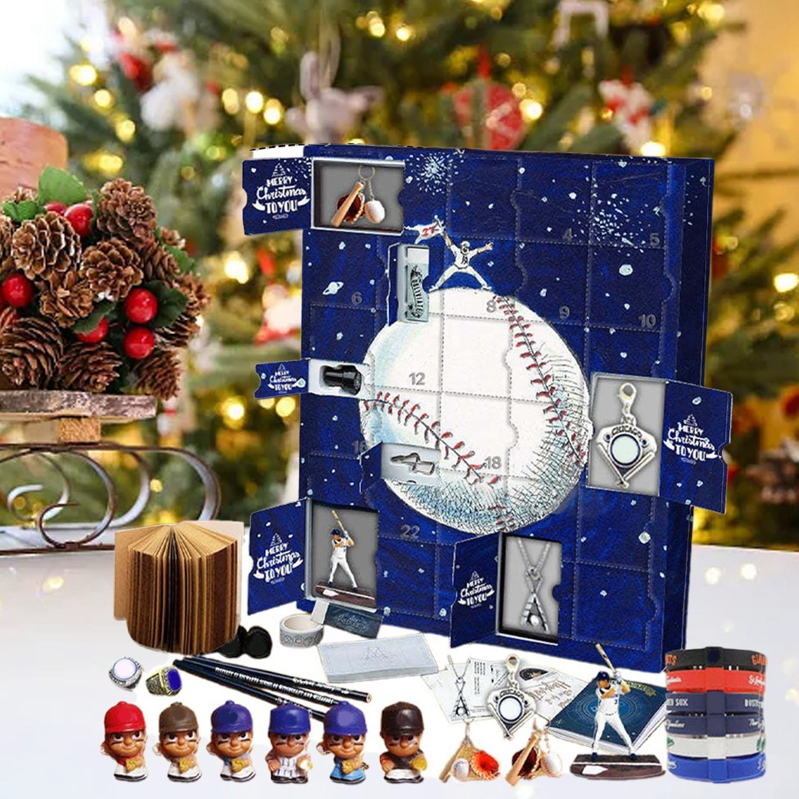 Baseball Advent Calendar 2024， Include 24 Pcs Baseball Party Favors Set