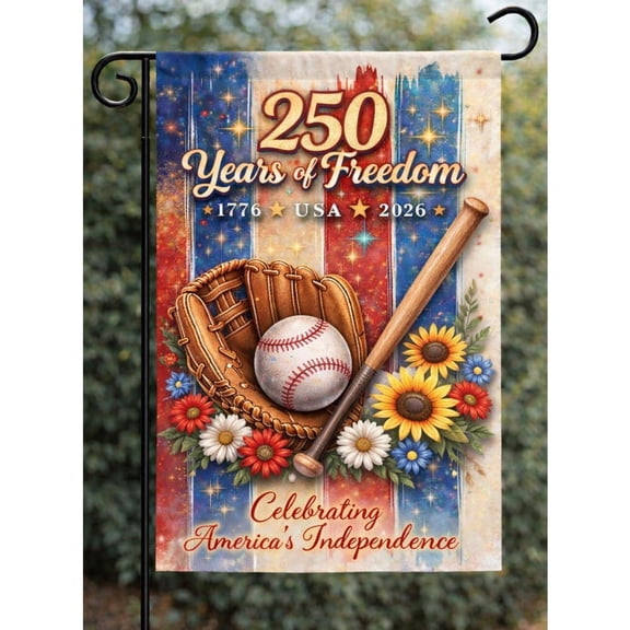 Baseball America 250 Years Patriotic Flag 12x18 POLE NOT INCLUDED Garden Flag