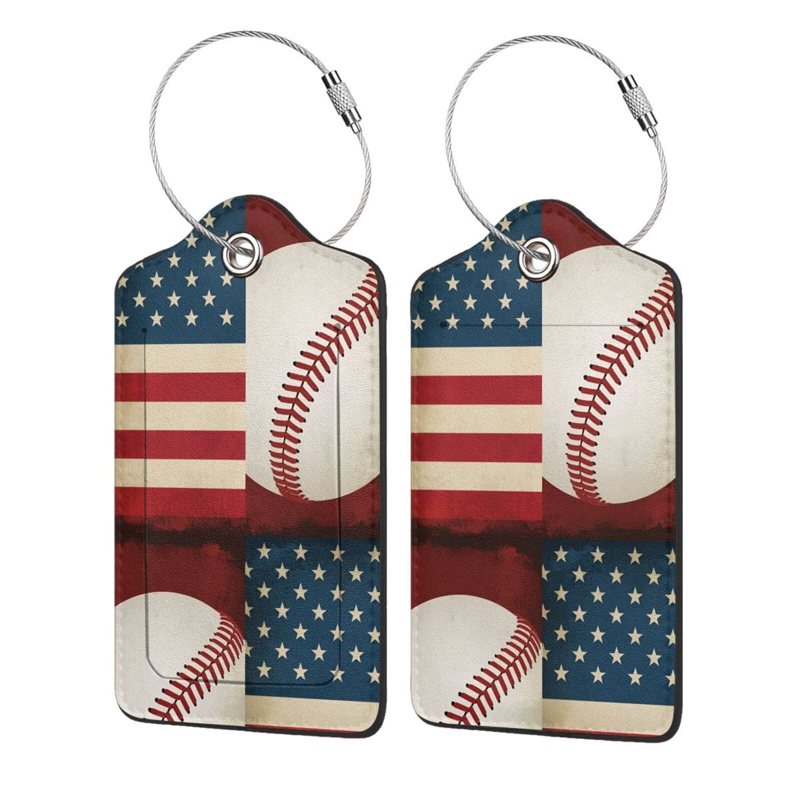 Baseball America Flag Leather Luggage Tag with Loops Suitcase Tags Bulk ...